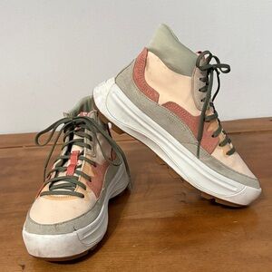 Sorel Ona 503 High-Top Sneakers in Pink, Cream, and Green Size 7.5